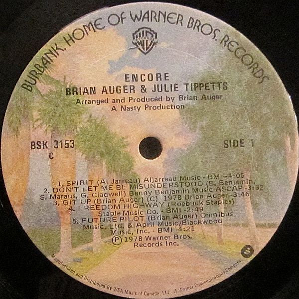 Brian Auger & Julie Tippetts : Encore (LP, Album)