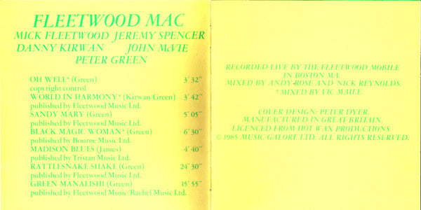 Fleetwood Mac : Rattlesnake Shake - Live In Boston (CD)