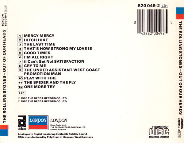 The Rolling Stones : Out Of Our Heads (CD, Album, Mono, RM)