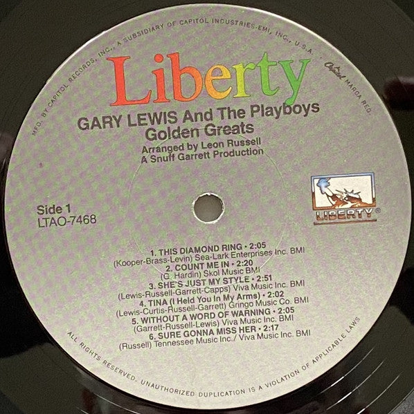 Gary Lewis & The Playboys : Golden Greats (LP, Album, Comp, Win)