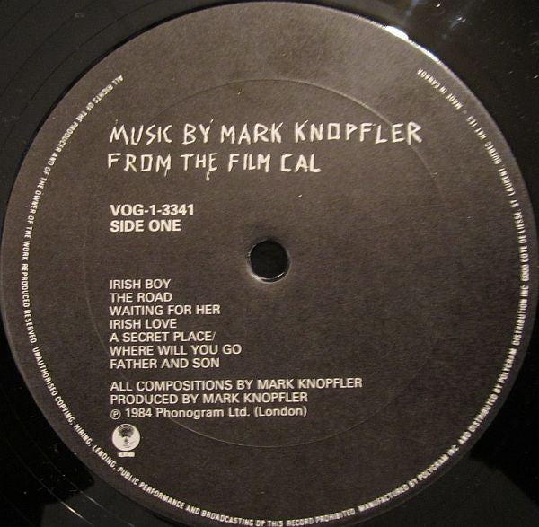 Mark Knopfler : Music By Mark Knopfler From The Film Cal (LP, Album)