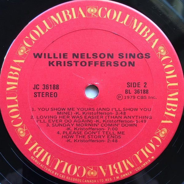 Willie Nelson : Willie Nelson Sings Kristofferson (LP, Album)