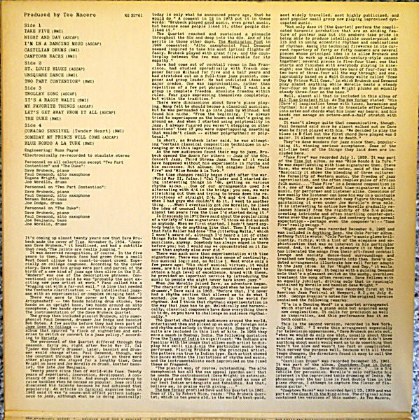 Dave Brubeck : Dave Brubeck's All-Time Greatest Hits (2xLP, Comp)