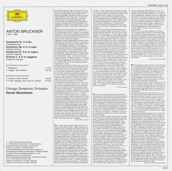 Anton Bruckner - Chicago Symphony Orchestra ▪ Daniel Barenboim : Symphonie Nr. 6 (LP, Album)