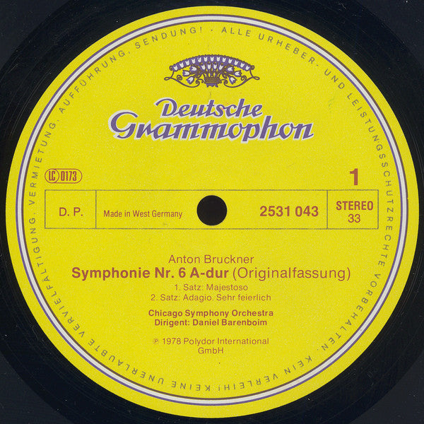 Anton Bruckner - Chicago Symphony Orchestra ▪ Daniel Barenboim : Symphonie Nr. 6 (LP, Album)