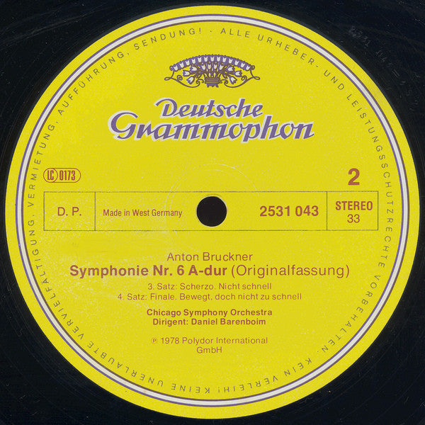 Anton Bruckner - Chicago Symphony Orchestra ▪ Daniel Barenboim : Symphonie Nr. 6 (LP, Album)