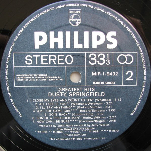 Dusty Springfield : Greatest Hits (LP, Comp, RE)