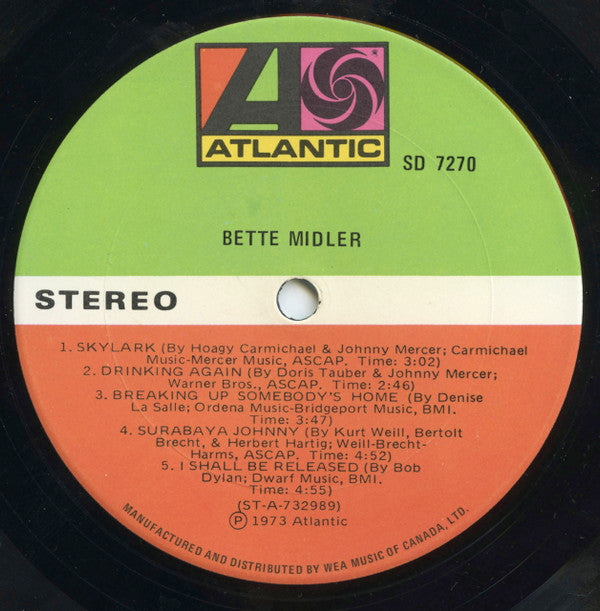 Bette Midler : Bette Midler (LP, Album)