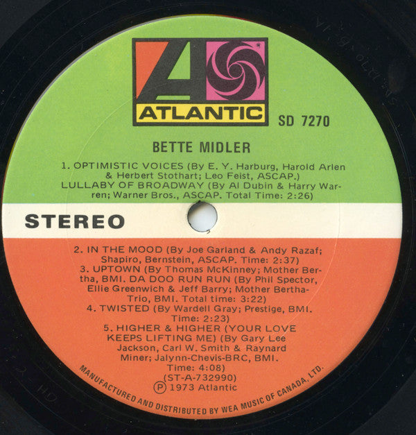 Bette Midler : Bette Midler (LP, Album)
