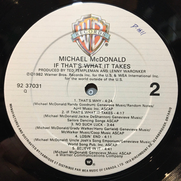 Michael McDonald : If That's What It Takes (LP, Album)