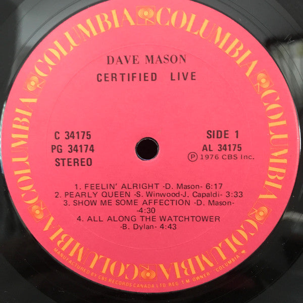 Dave Mason : Certified Live (2xLP, Album)