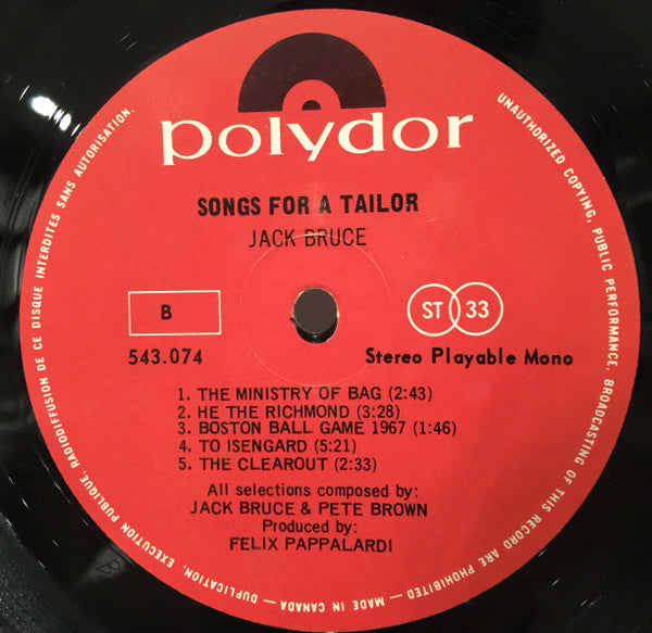 Jack Bruce : Songs For A Tailor (LP, Album)