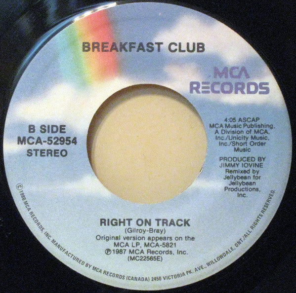 Breakfast Club : Right On Track (7")