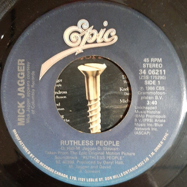 Mick Jagger : Ruthless People (7", Single)