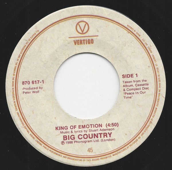 Big Country : King Of Emotion (7")