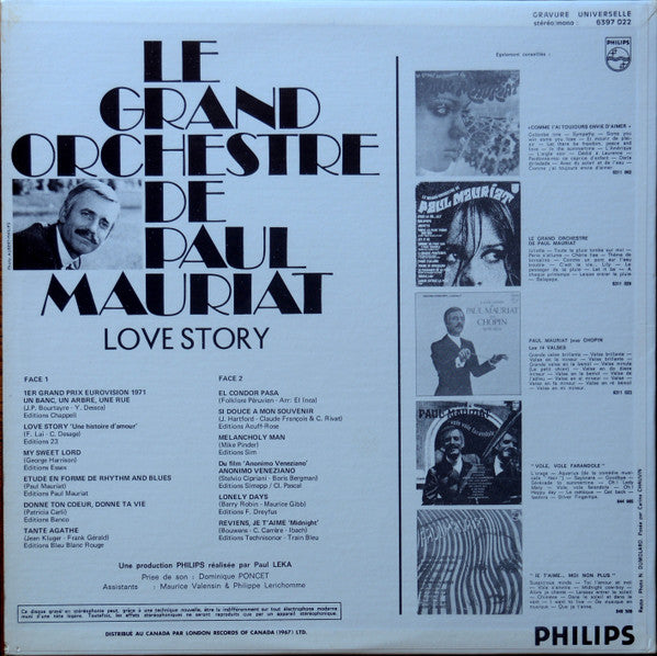 Le Grand Orchestre De Paul Mauriat : Love Story (LP, Album)
