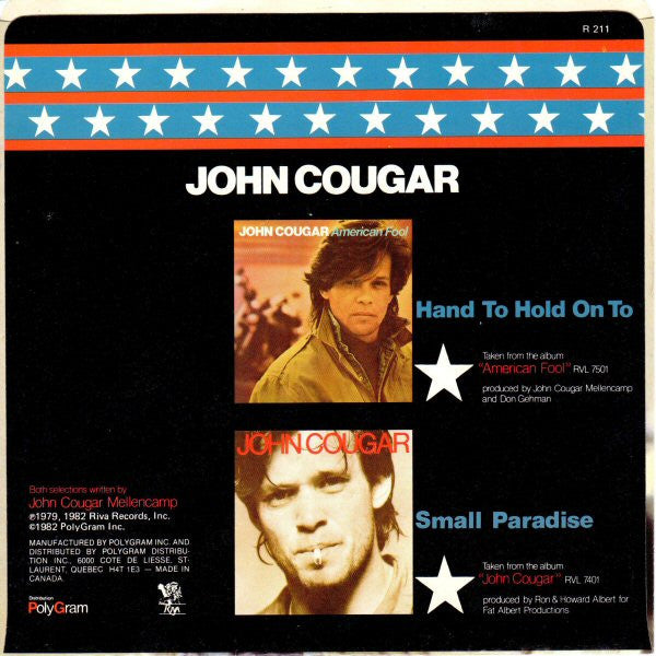 John Cougar* : Hand To Hold On To (7", Single)