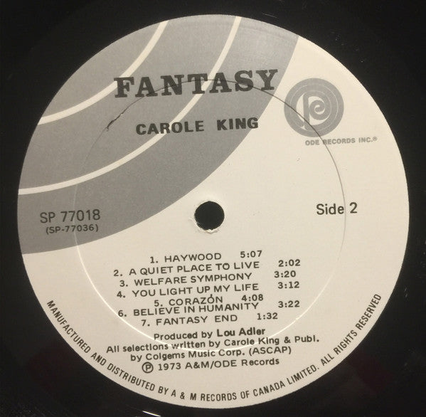 Carole King : Fantasy (LP, Album)