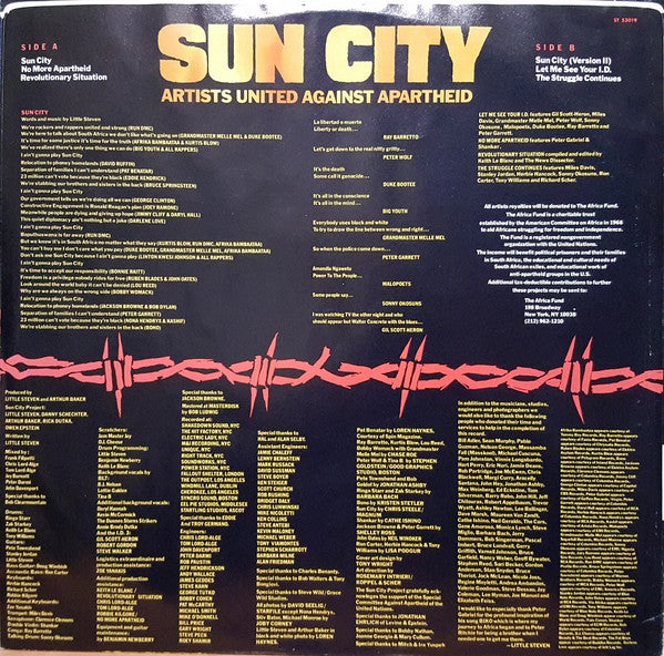 Artists United Against Apartheid : Sun City (LP, Album)