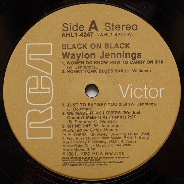 Waylon Jennings : Black On Black (LP, Album)