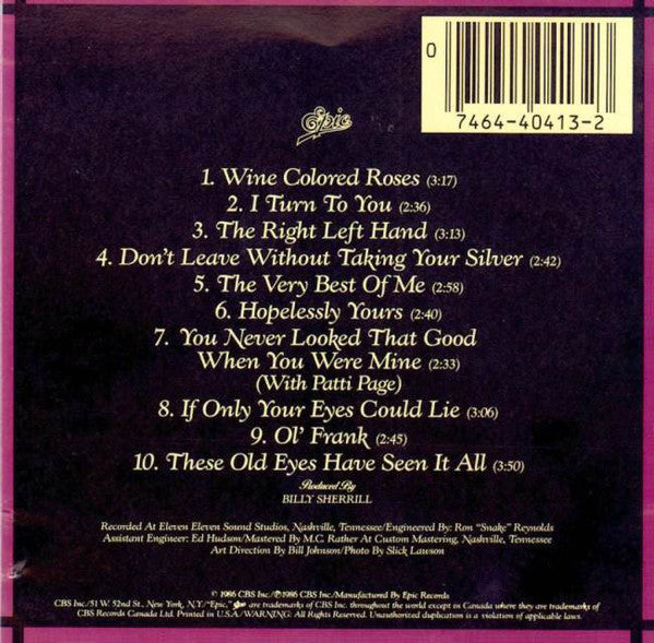 George Jones (2) : Wine Colored Roses (CD, Album)