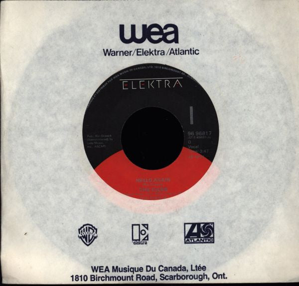 The Cars : Hello Again (7", Single)