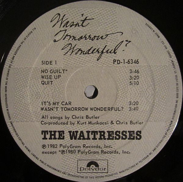 The Waitresses : Wasn't Tomorrow Wonderful? (LP, Album)
