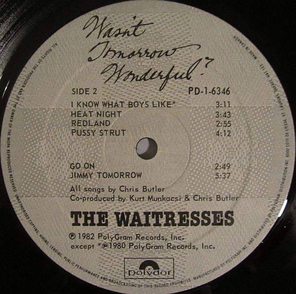The Waitresses : Wasn't Tomorrow Wonderful? (LP, Album)