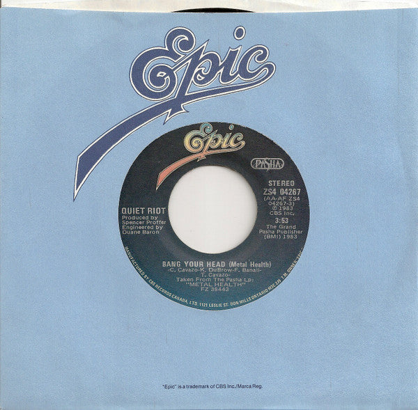 Quiet Riot : Bang Your Head (7", Single)