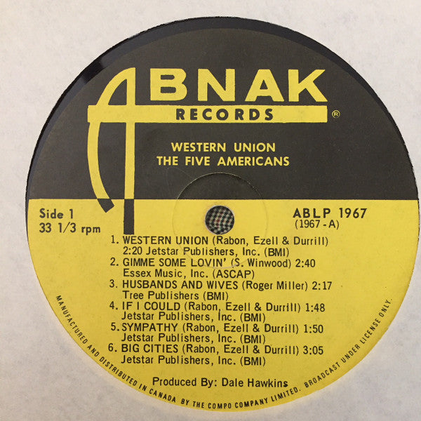 The Five Americans : Western Union / Sound Of Love (LP, Album, Mono)