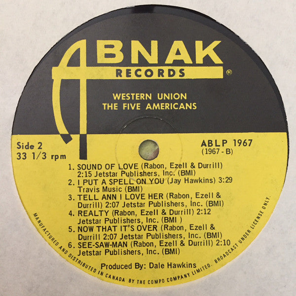The Five Americans : Western Union / Sound Of Love (LP, Album, Mono)