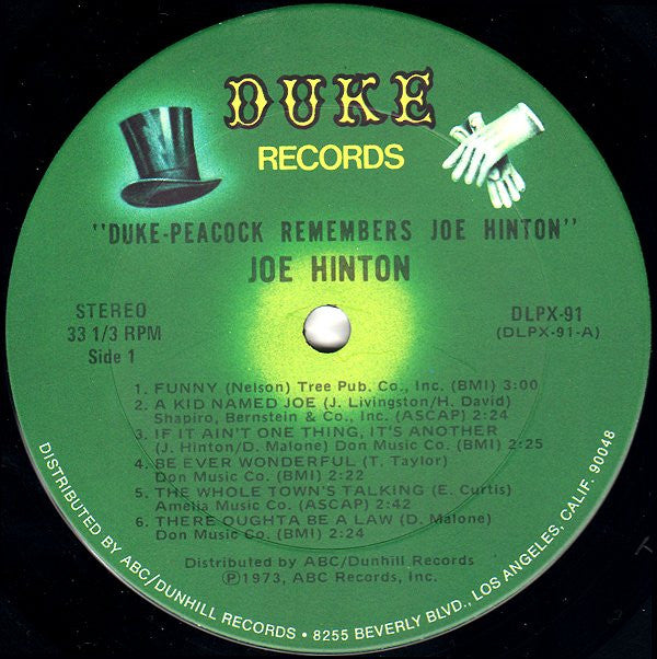 Joe Hinton (2) : Duke-Peacock Remembers Joe Hinton (LP, Album, Comp)