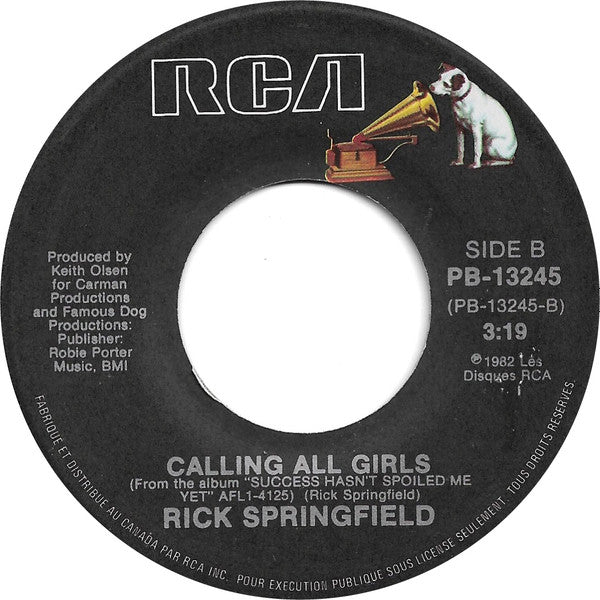 Rick Springfield : What Kind Of Fool Am I (7")