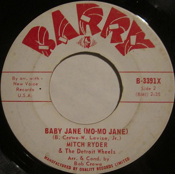 Mitch Ryder & The Detroit Wheels : Jenny Take A Ride! / Baby Jane (Mo-Mo Jane) (7")