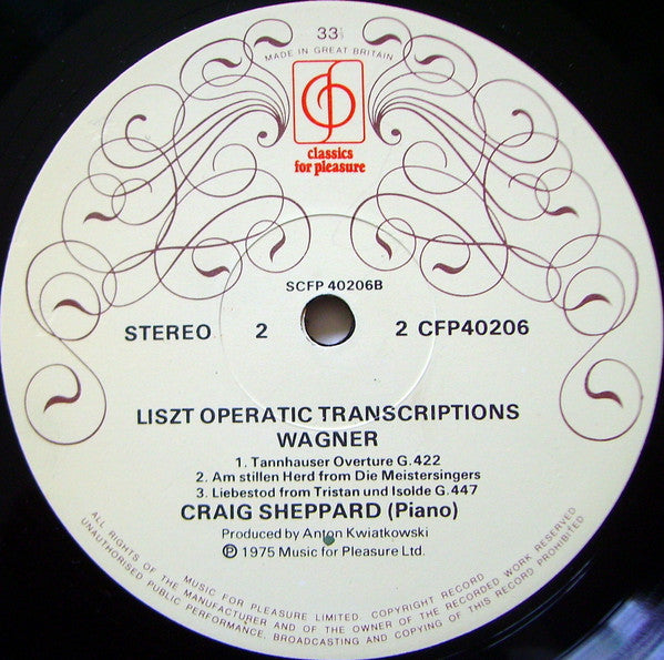 Liszt* - Craig Sheppard : Operatic Transcriptions (LP, Album)