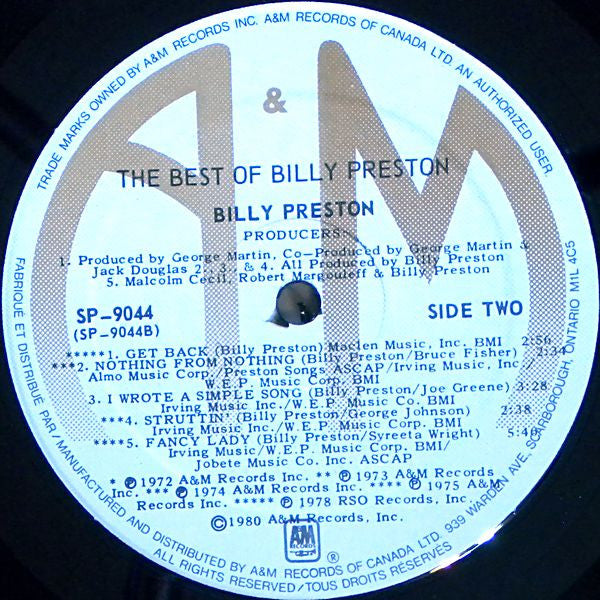 Billy Preston : The Best Of Billy Preston (LP, Comp, Par)
