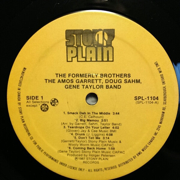 The Amos Garrett, Doug Sahm, Gene Taylor Band : The Return Of The Formerly Brothers (LP, Album)