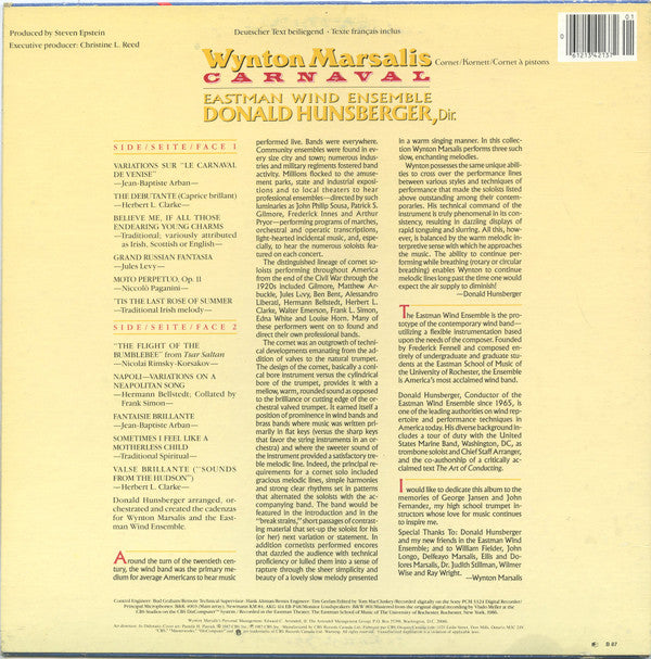 Wynton Marsalis, Eastman Wind Ensemble, Donald Hunsberger : Carnaval (LP, Album)