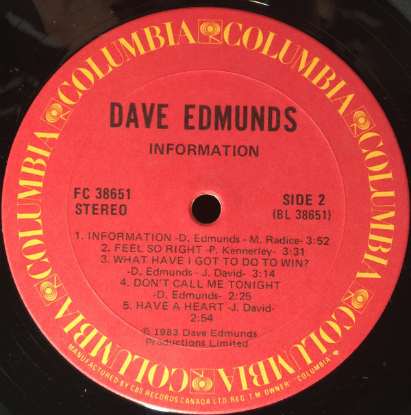 Dave Edmunds : Information (LP, Album)