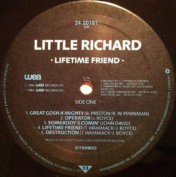 Little Richard : Lifetime Friend (LP)
