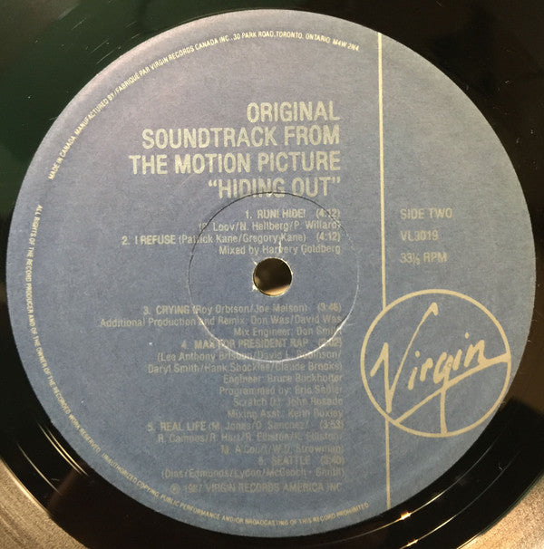 Various : Hiding Out - Original Motion Picture Soundtrack (LP, Comp)