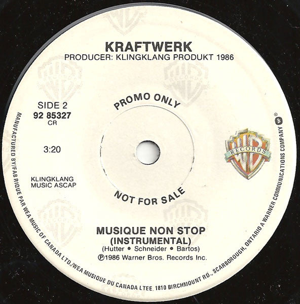 Kraftwerk : Musique Non Stop (7", Promo)