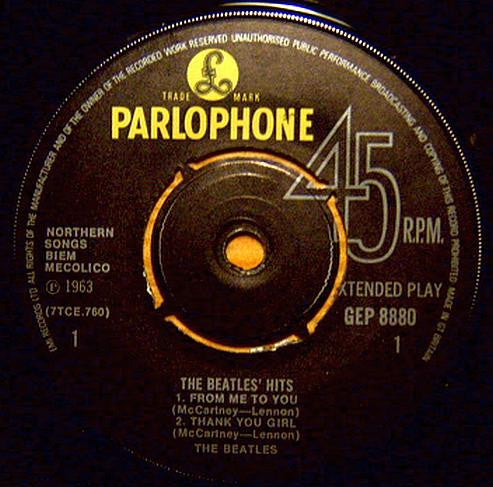 The Beatles : The Beatles' Hits (7", EP, Mono, RP)