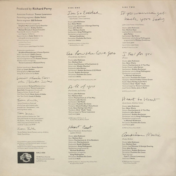 Pointer Sisters : So Excited! (LP, Album)