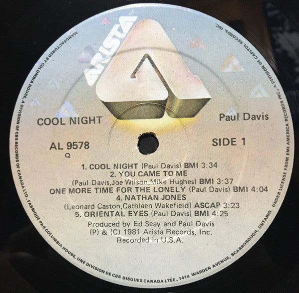 Paul Davis (3) : Cool Night (LP, Album, Club)