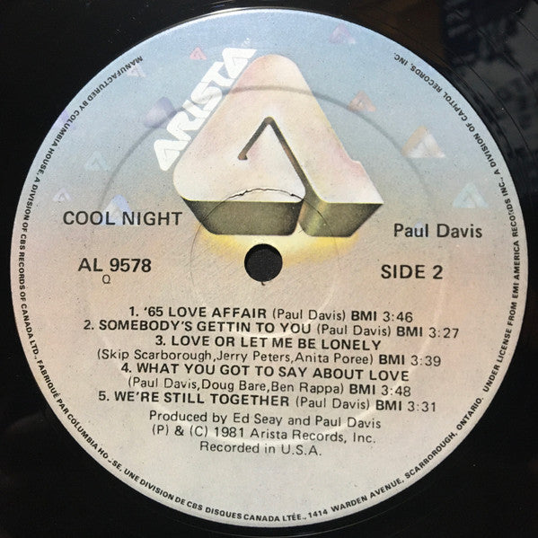 Paul Davis (3) : Cool Night (LP, Album, Club)