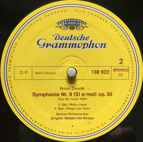 Antonín Dvořák, Berliner Philharmoniker · Herbert von Karajan : »Aus Der Neuen Welt = From The New World« - Symphonie Nr.9 (5) Op. 95 (LP, Album, RE)