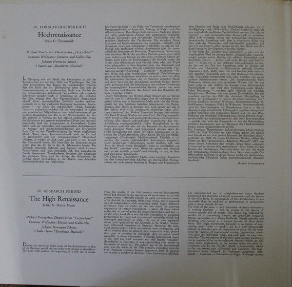 M. Praetorius* · E. Widmann* · J.H. Schein*, Collegium Terpsichore, Fritz Neumeyer : Tanzmusik Der Praetorius Zeit (Dance Music From The Time Of Praetorius) (LP, RE)