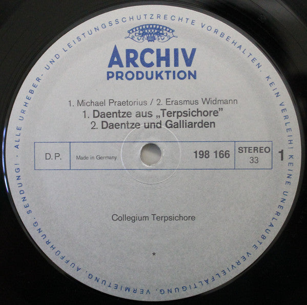 M. Praetorius* · E. Widmann* · J.H. Schein*, Collegium Terpsichore, Fritz Neumeyer : Tanzmusik Der Praetorius Zeit (Dance Music From The Time Of Praetorius) (LP, RE)