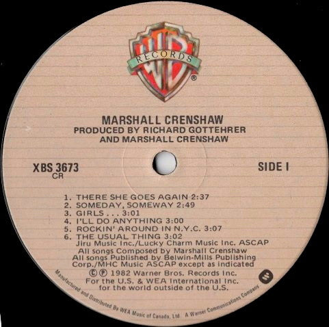 Marshall Crenshaw : Marshall Crenshaw (LP, Album)